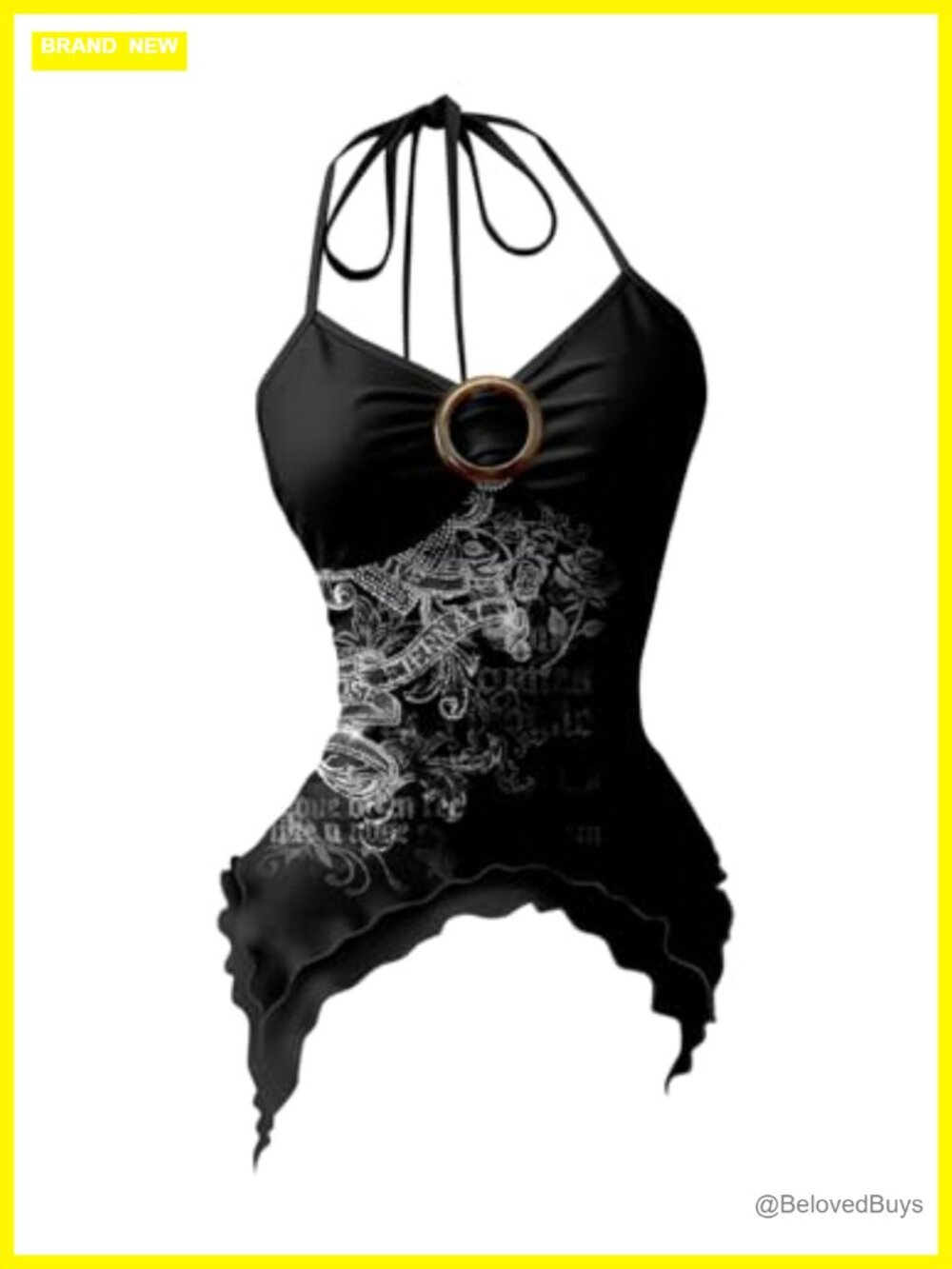 SweatyRocks Gothic Graphic Halter Tank Top Y2K Grunge Sleeveless Backless